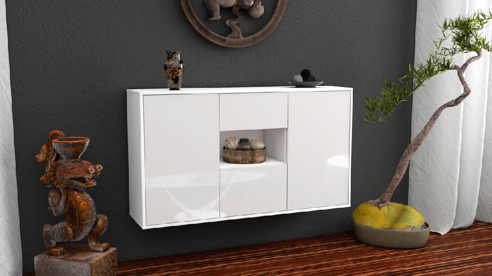 Stil Zeit Möbel Sideboard Pasadena, Weiß, hängend (136x79x35cm) Großer Ausverkauf