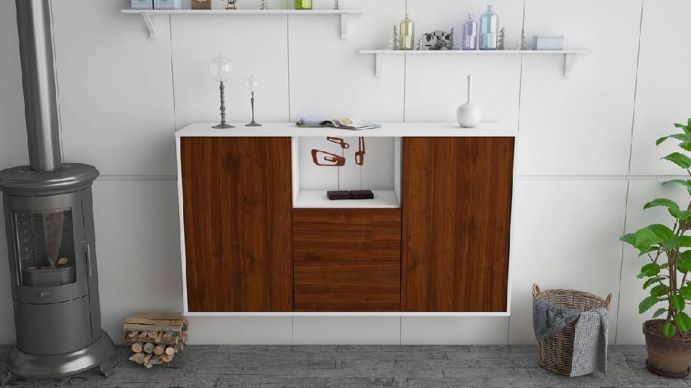 Stil Zeit Möbel Sideboard Port St. Lucie, Walnuss, hängend (136x79x35cm) Begrenztes Angebot