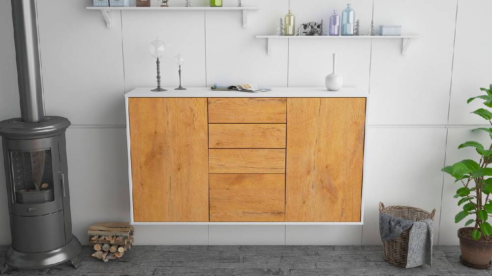 Stil Zeit Möbel Sideboard Sioux Falls, Eiche, hängend (136x79x35cm) Exklusivangebot