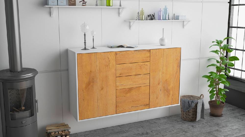 Stil Zeit Möbel Sideboard Sioux Falls, Eiche, hängend (136x79x35cm) Exklusivangebot
