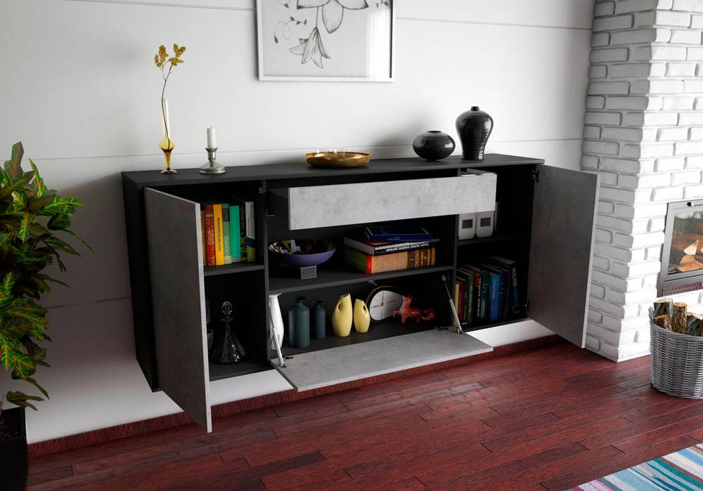 Stil Zeit Möbel Sideboard Ann Arbor, Beton, hängend (180x79x35cm) Cyber Monday