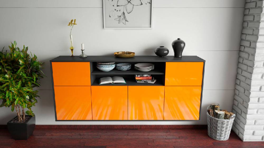 Stil Zeit Möbel Sideboard Topeka, Orange, hängend (180x79x35cm) Weihnachtsangebot