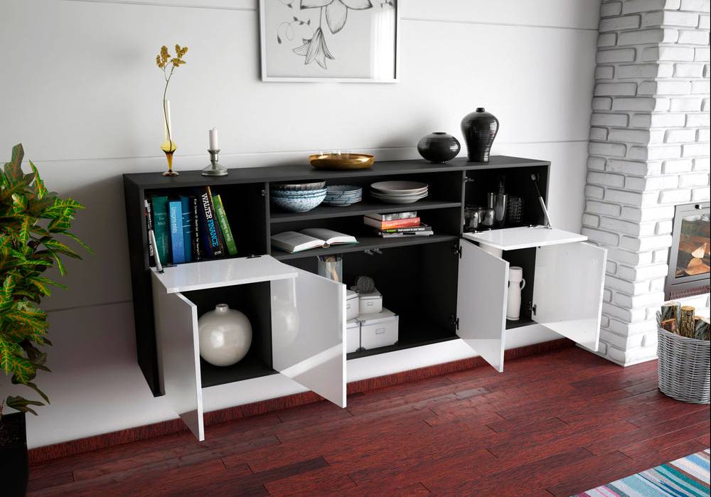 Stil Zeit Möbel Sideboard Topeka, Orange, hängend (180x79x35cm) Weihnachtsangebot