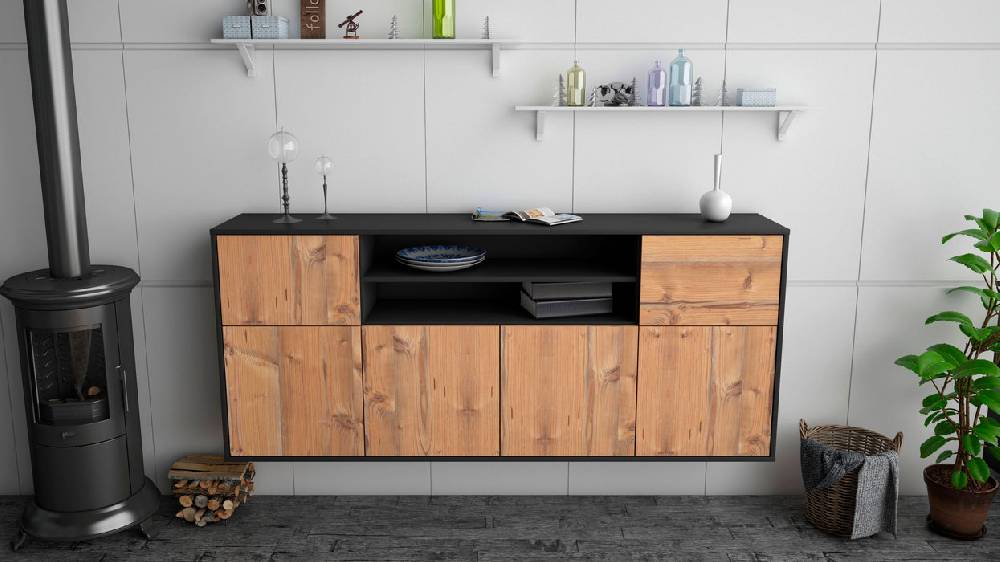 Stil Zeit Möbel Sideboard Topeka, Pinie, hängend (180x79x35cm) Osterangebot