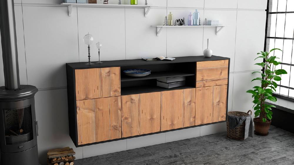 Stil Zeit Möbel Sideboard Topeka, Pinie, hängend (180x79x35cm) Osterangebot