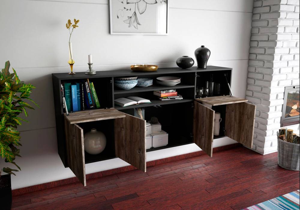Stil Zeit Möbel Sideboard Topeka, Pinie, hängend (180x79x35cm) Osterangebot