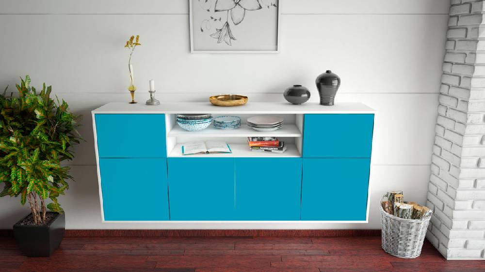 Stil Zeit Möbel Sideboard Topeka, Türkis, hängend (180x79x35cm) Muttertagsangebot