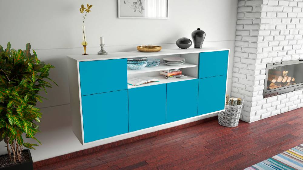 Stil Zeit Möbel Sideboard Topeka, Türkis, hängend (180x79x35cm) Muttertagsangebot