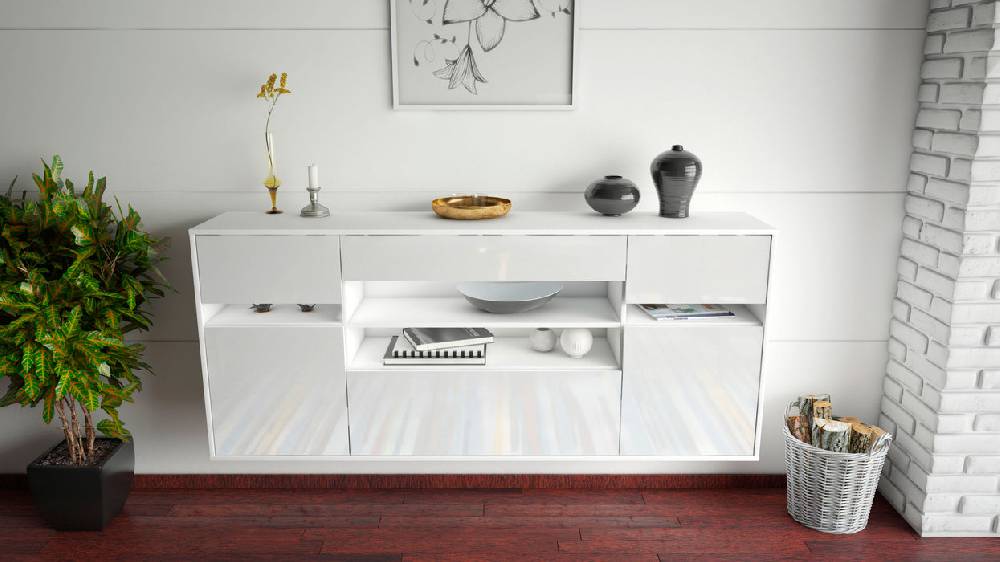 Stil Zeit Möbel Sideboard Miramar, Weiß, hängend (180x79x35cm) Vatertagsangebot