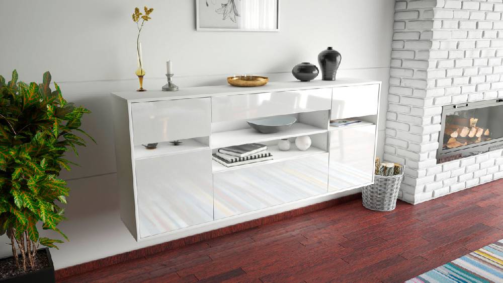 Stil Zeit Möbel Sideboard Miramar, Weiß, hängend (180x79x35cm) Vatertagsangebot
