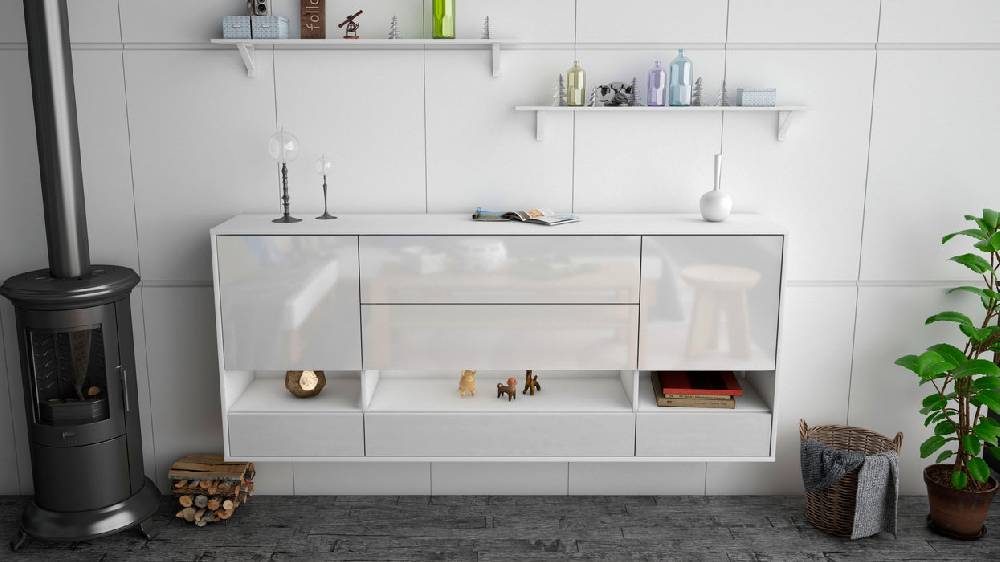Stil Zeit Möbel Sideboard Lafayette, Weiß, hängend (180x79x35cm) Jubiläumsangebot