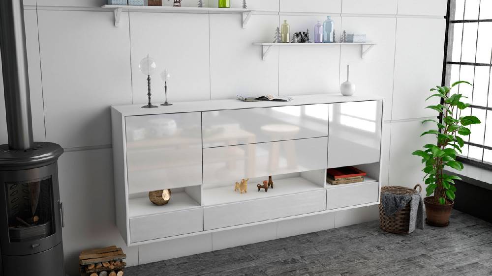 Stil Zeit Möbel Sideboard Lafayette, Weiß, hängend (180x79x35cm) Jubiläumsangebot