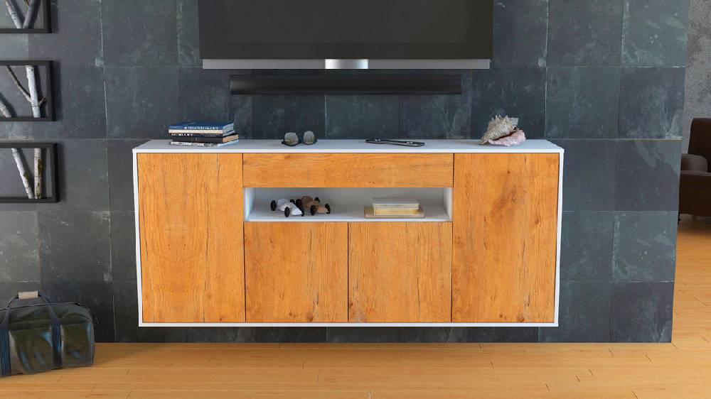 Stil Zeit Möbel Sideboard Lansing, Eiche, hängend (180x79x35cm) Lagerräumung