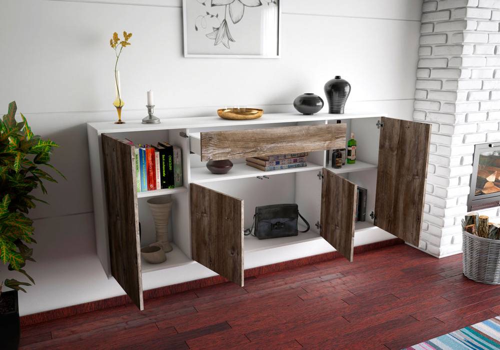 Stil Zeit Möbel Sideboard Lansing, Eiche, hängend (180x79x35cm) Lagerräumung