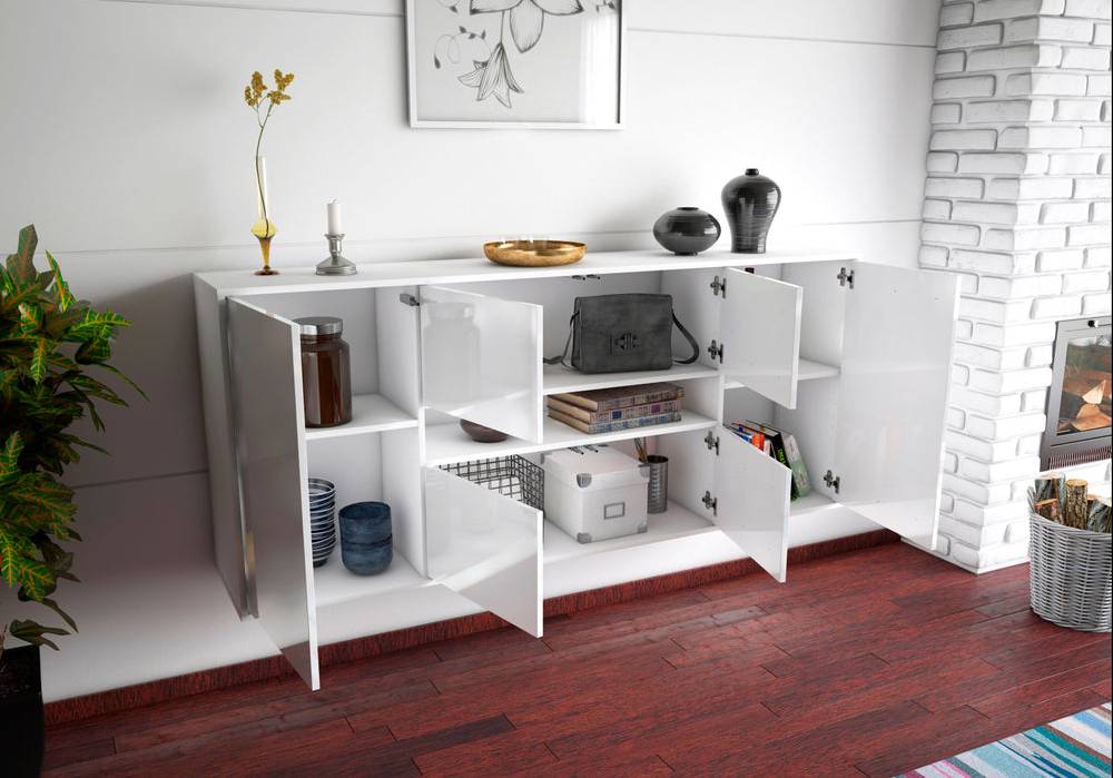 Stil Zeit Möbel Sideboard Stamford, Weiß, hängend (180x79x35cm) Top Angebot