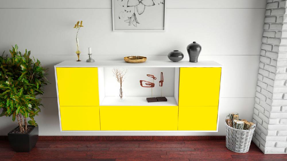 Stil Zeit Möbel Sideboard Sunnyvale, Gelb, hängend (180x79x35cm) Neueste Mode