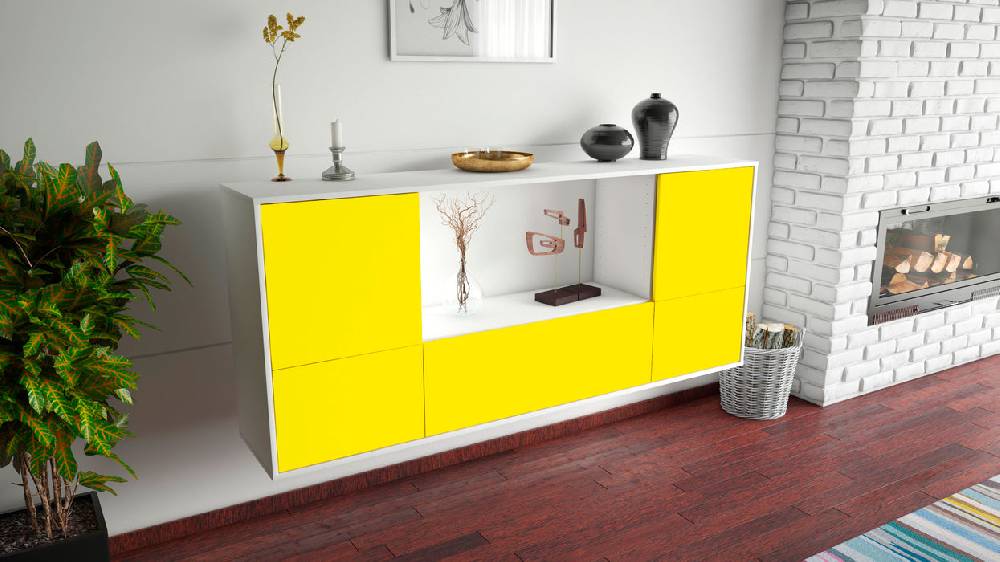 Stil Zeit Möbel Sideboard Sunnyvale, Gelb, hängend (180x79x35cm) Neueste Mode