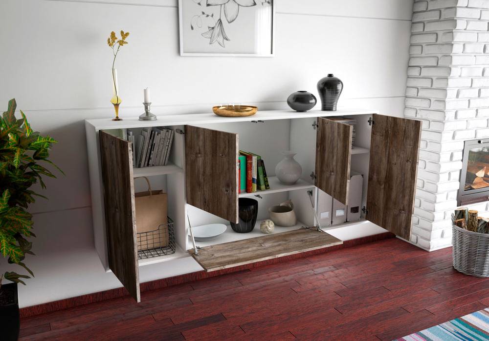 Stil Zeit Möbel Sideboard Escondido, Walnuss, hängend (180x79x35cm) Zeitlich begrenztes Angebot