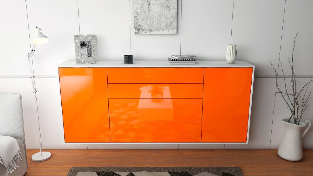 Stil Zeit Möbel Sideboard Bridgeport, Orange, hängend (180x79x35cm) Exklusive Angebote