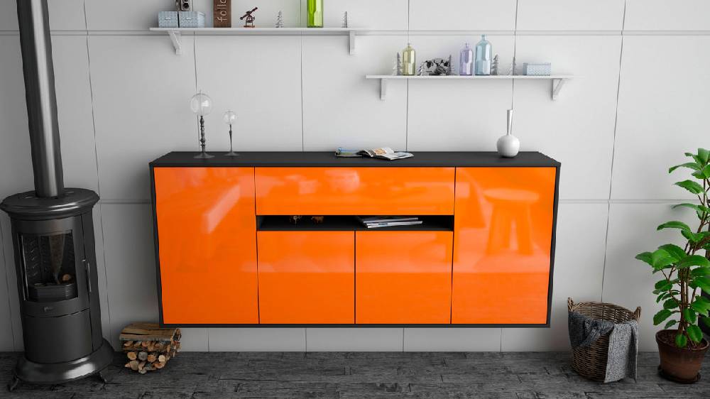 Stil Zeit Möbel Sideboard Flint, Orange, hängend (180x79x35cm) Bestseller