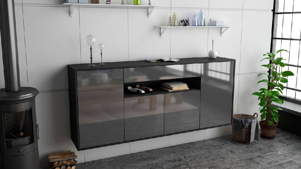 Stil Zeit Möbel Sideboard Lansing, Grau, hängend (180x79x35cm) Saisonale Angebote