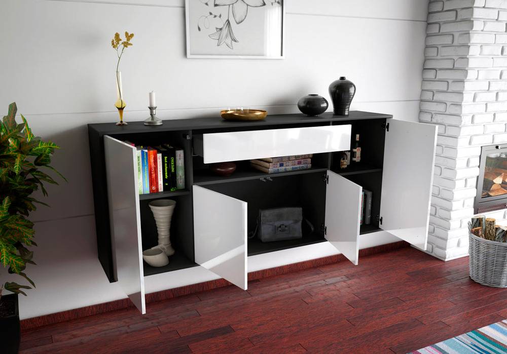 Stil Zeit Möbel Sideboard Lansing, Grau, hängend (180x79x35cm) Saisonale Angebote