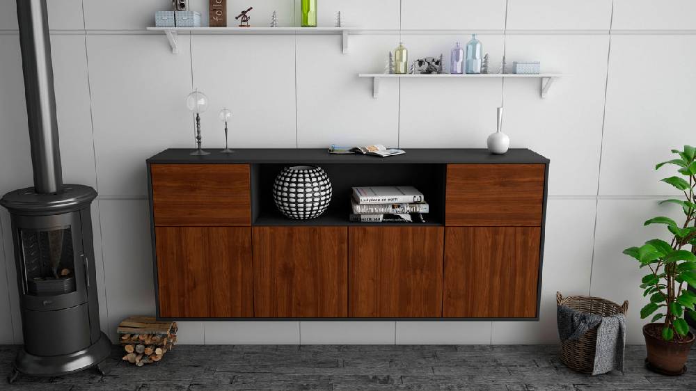Stil Zeit Möbel Sideboard West Valley City, Walnuss, hängend (180x79x35cm) Sonderangebote