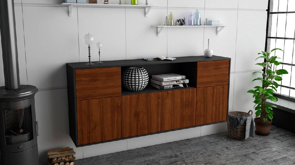 Stil Zeit Möbel Sideboard West Valley City, Walnuss, hängend (180x79x35cm) Sonderangebote