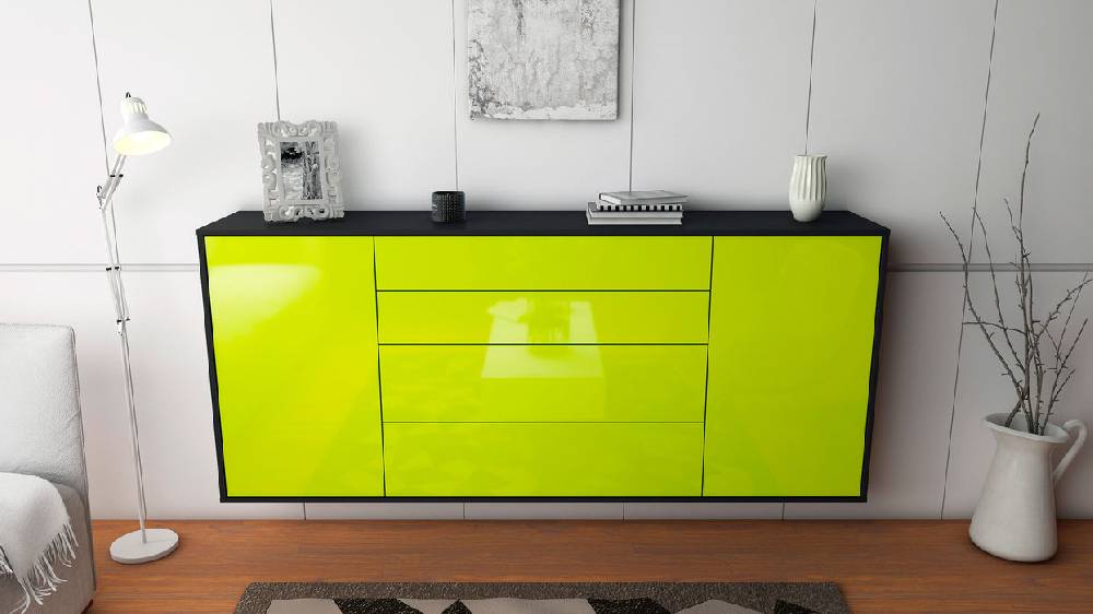 Stil Zeit Möbel Sideboard Bridgeport, Grün, hängend (180x79x35cm) Riesige Ersparnisse