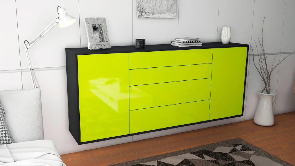 Stil Zeit Möbel Sideboard Bridgeport, Grün, hängend (180x79x35cm) Riesige Ersparnisse