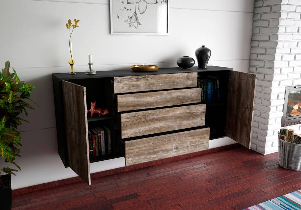 Stil Zeit Möbel Sideboard Bridgeport, Pinie, hängend (180x79x35cm) VIP-Rabatte