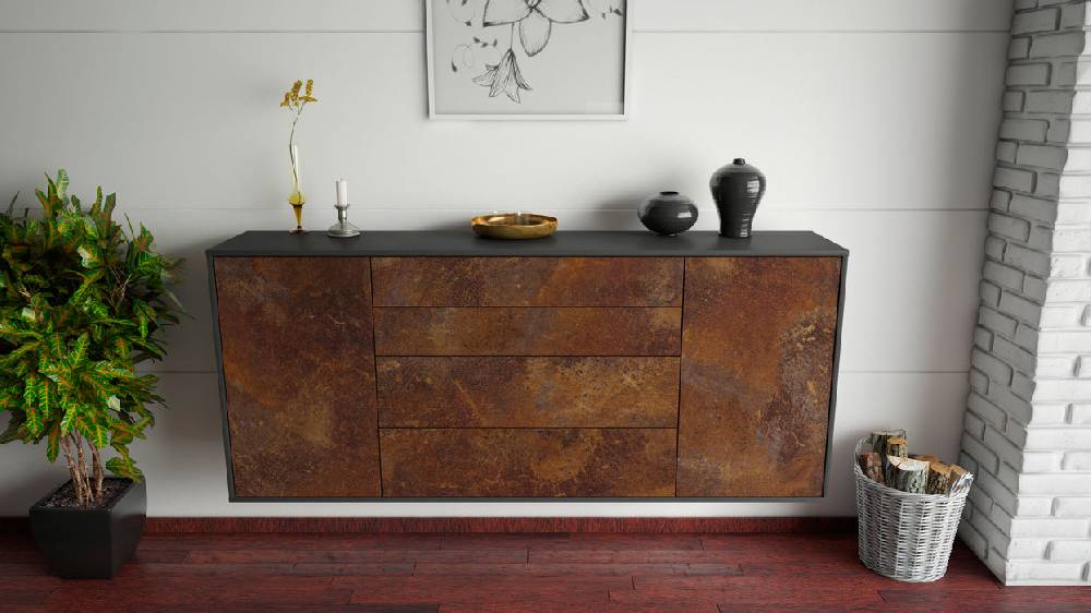 Stil Zeit Möbel Sideboard Bridgeport, Rost, hängend (180x79x35cm) Tiefpreis