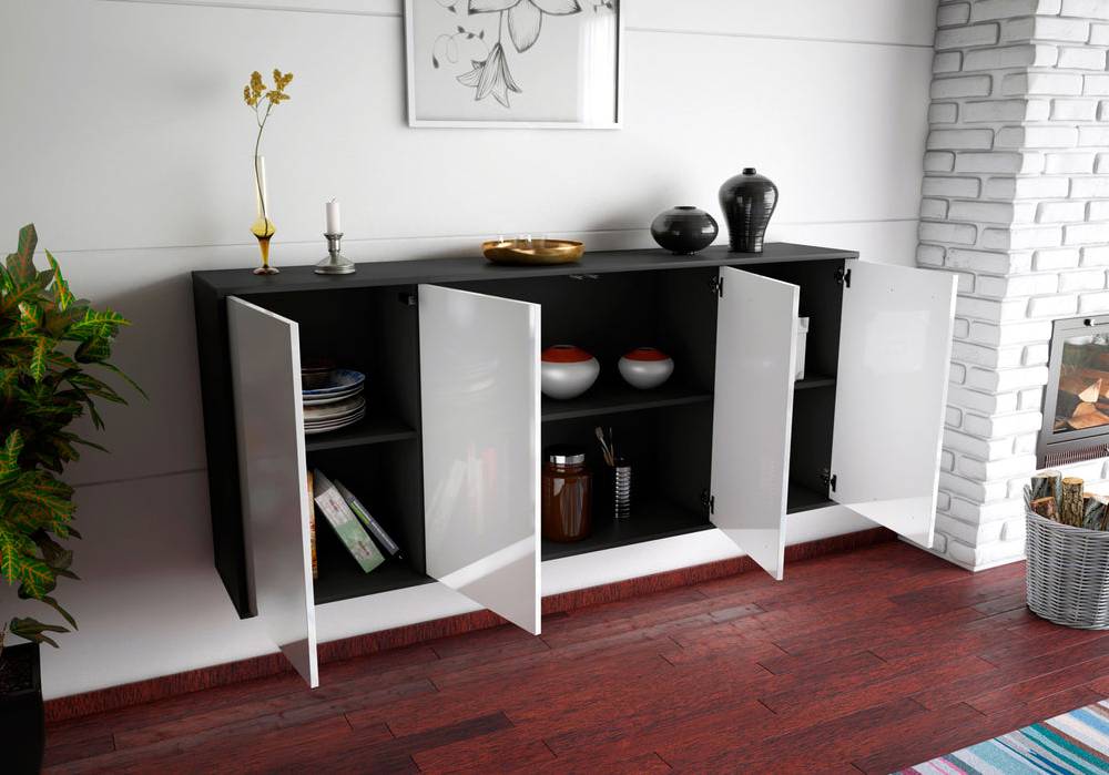 Stil Zeit Möbel Sideboard Lakewood, Grau, hängend (180x79x35cm) Super Sparpreis