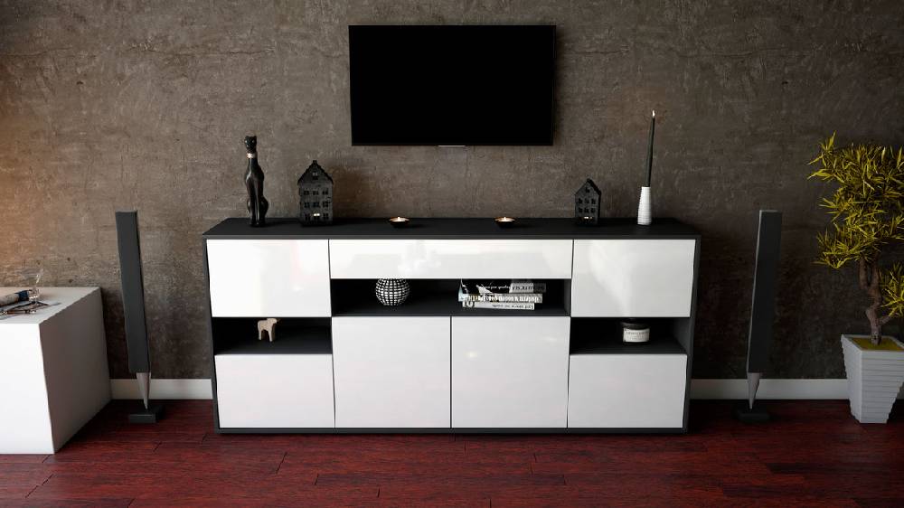 Stil Zeit Möbel Sideboard Ginevra, Weiß (180x79x35cm) Kostenlose Rückgabe
