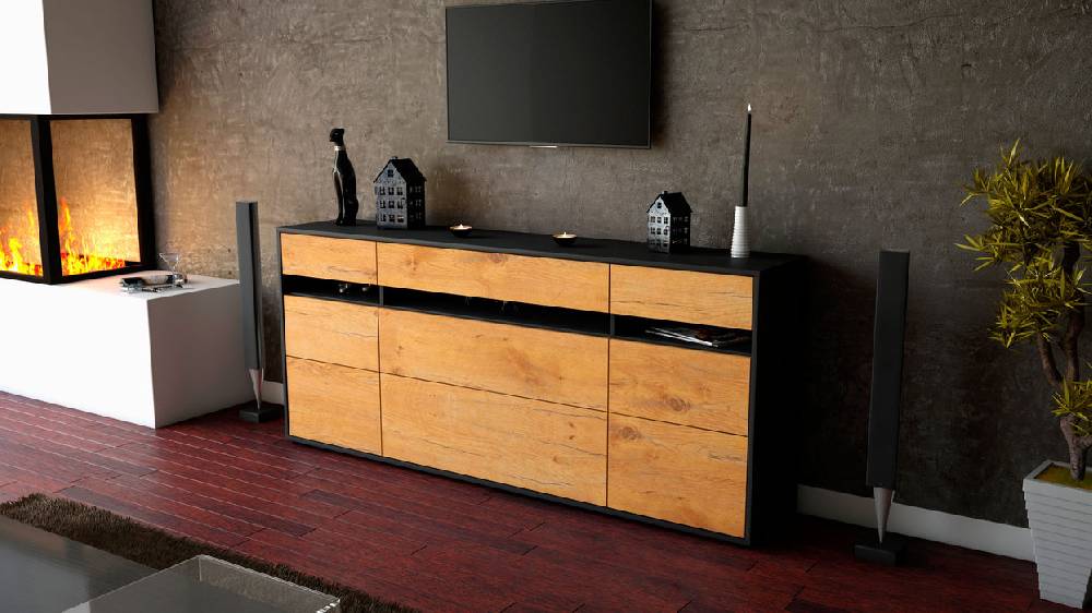 Stil Zeit Möbel Sideboard Giada, Eiche (180x79x35cm) Neueste Stile