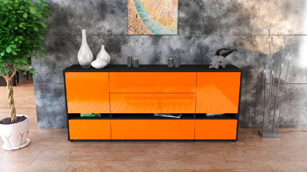 Stil Zeit Möbel Sideboard Floriana, Orange (180x79x35cm) Zeitbegrenzte Promotion