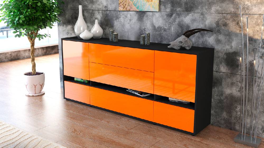 Stil Zeit Möbel Sideboard Floriana, Orange (180x79x35cm) Zeitbegrenzte Promotion