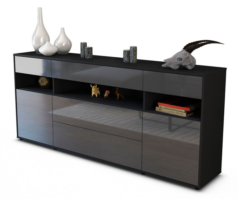 Stil Zeit Möbel Sideboard Floria, Grau (180x79x35cm)