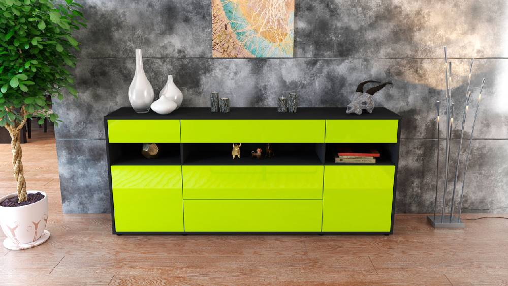 Stil Zeit Möbel Sideboard Floria, Grün (180x79x35cm) Bis zu 60% Rabatt