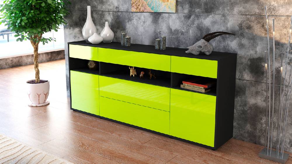 Stil Zeit Möbel Sideboard Floria, Grün (180x79x35cm) Bis zu 60% Rabatt