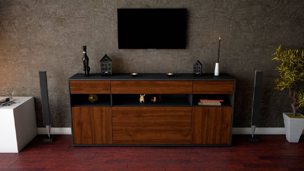 Stil Zeit Möbel Sideboard Floria, Walnuss (180x79x35cm) Nur für heute
