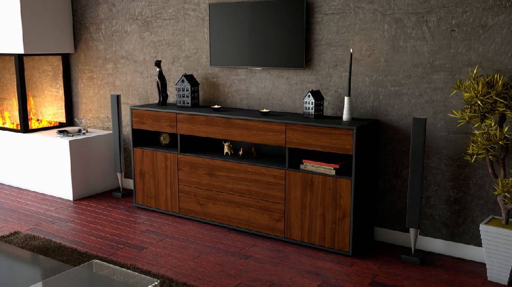 Stil Zeit Möbel Sideboard Floria, Walnuss (180x79x35cm) Nur für heute