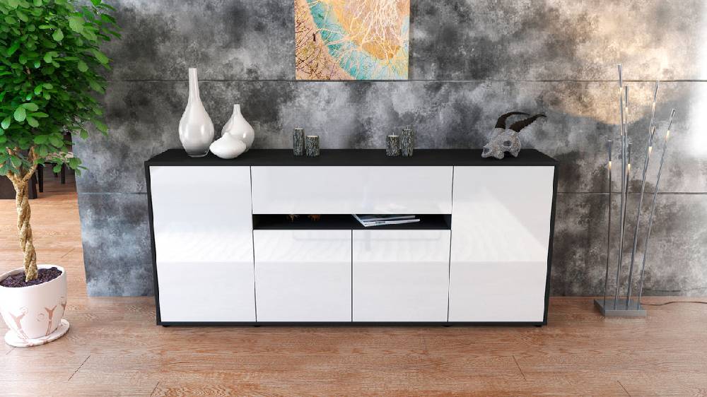 Stil Zeit Möbel Sideboard Flavia, Weiß (180x79x35cm) Vierteljährliche Förderung
