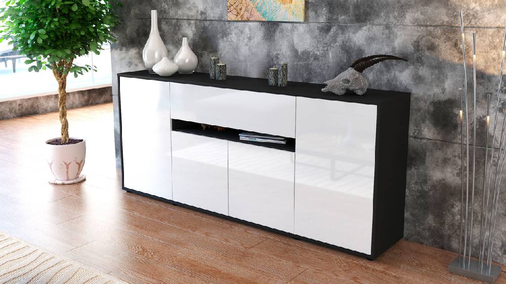 Stil Zeit Möbel Sideboard Flavia, Weiß (180x79x35cm) Vierteljährliche Förderung
