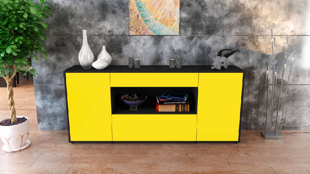 Stil Zeit Möbel Sideboard Fiora, Gelb (180x79x35cm) Bis zu 55% Rabatt