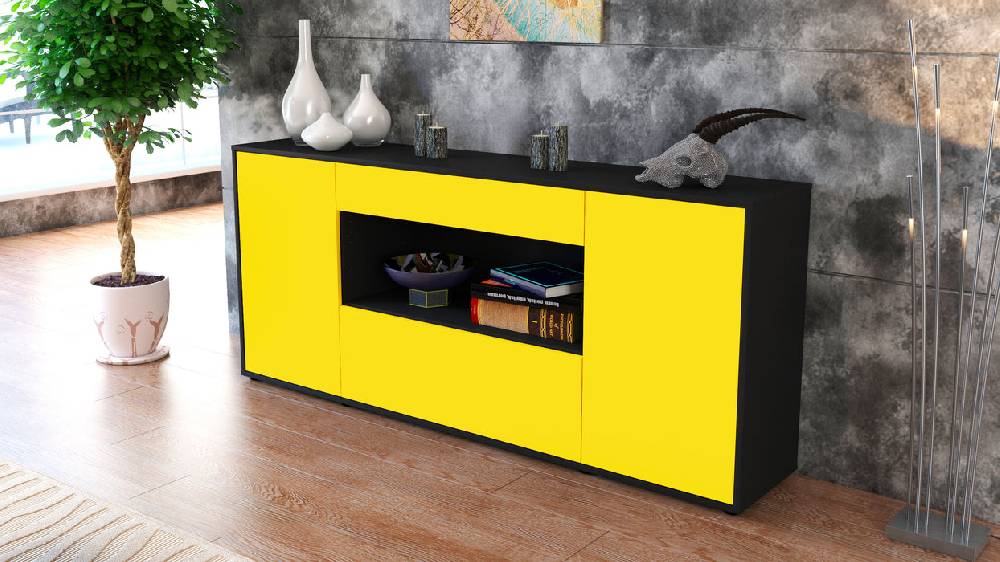 Stil Zeit Möbel Sideboard Fiora, Gelb (180x79x35cm) Bis zu 55% Rabatt