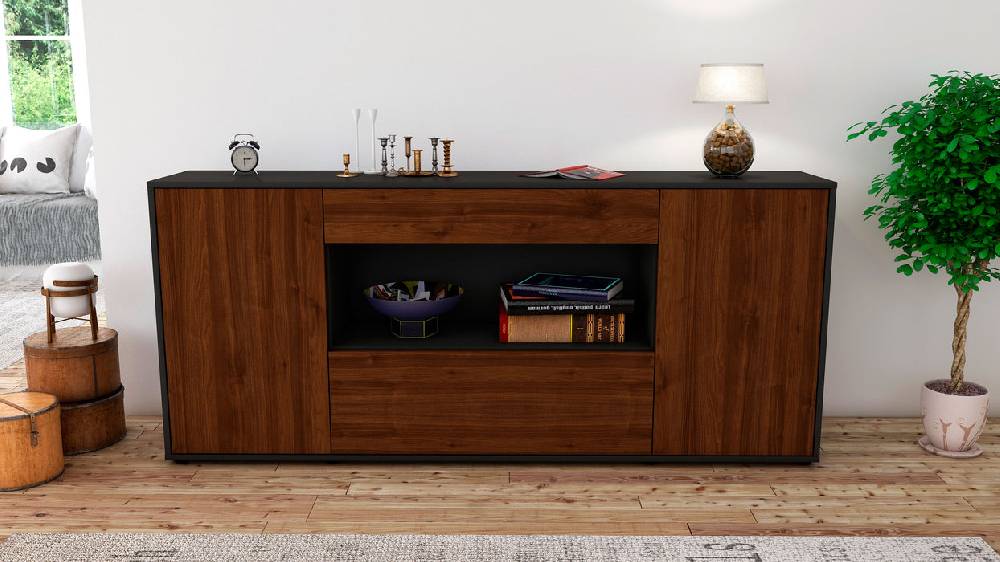 Stil Zeit Möbel Sideboard Fiora, Walnuss (180x79x35cm) Nur noch ein Tag übrig