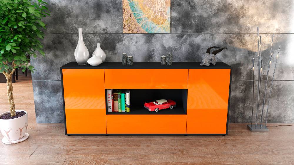 Stil Zeit Möbel Sideboard Filomena, Orange (180x79x35cm) Super Rabatt