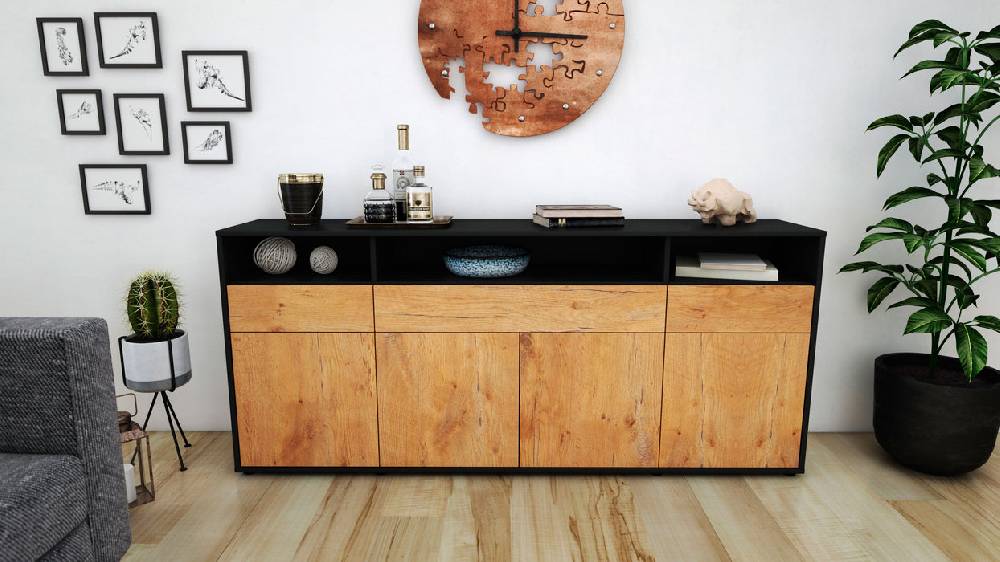 Stil Zeit Möbel Sideboard Ezia, Eiche (180x79x35cm) Fabrikladen