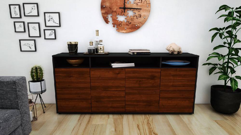 Stil Zeit Möbel Sideboard Evita, Walnuss (180x79x35cm) Begrenzt auf 3 Tage
